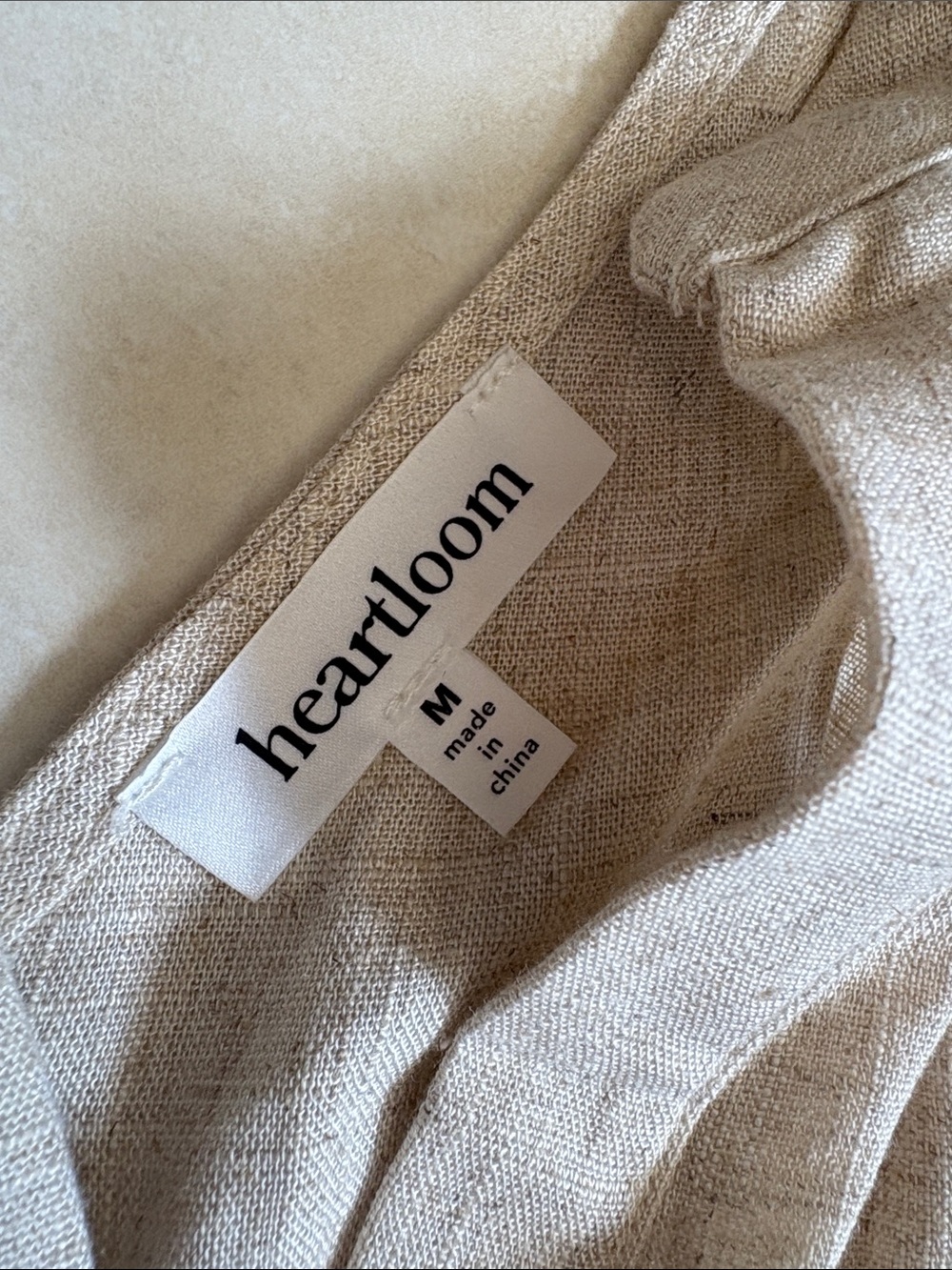 Heartloom Natural Beige Linen-Blend Belted Romper Medium - Picture 4 of 8